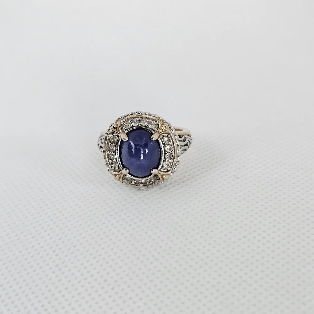Genuine Iolite & Topaz Victoria Wieck Ring In 18k over Sterling Silver Sz 8 - Picture 6 of 7
